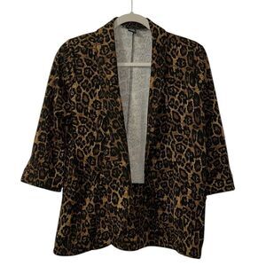 Robert Louis Brown and Black Animal Print Open Front Blazer(Size Small)